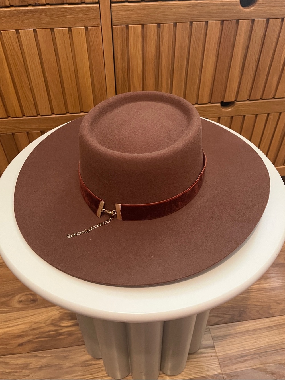 GIGI PIP Linden Wide Brim Boater Hat in Dark Oak - XS (55) - Picture 3 of 4
